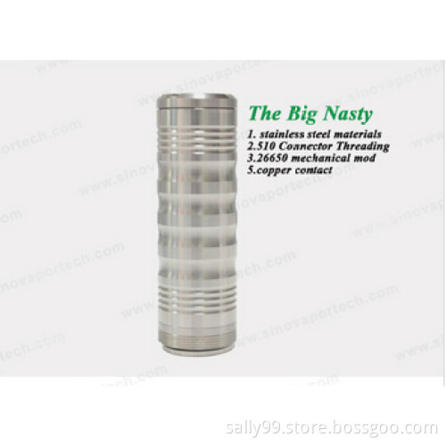2014 Full 26650 Mechanical Mod Big Nasty Mod Clone Nasty Lingerie 510 Thread Atomizer Big Nasty Vaporizer